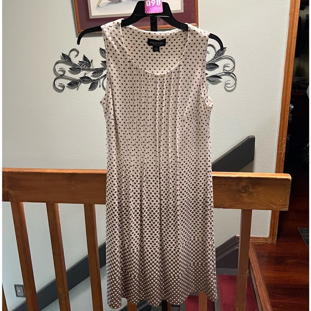 EUC Perceptions Tan Sundress Ombré Dots,Sleeveless Dresss Size Small #098